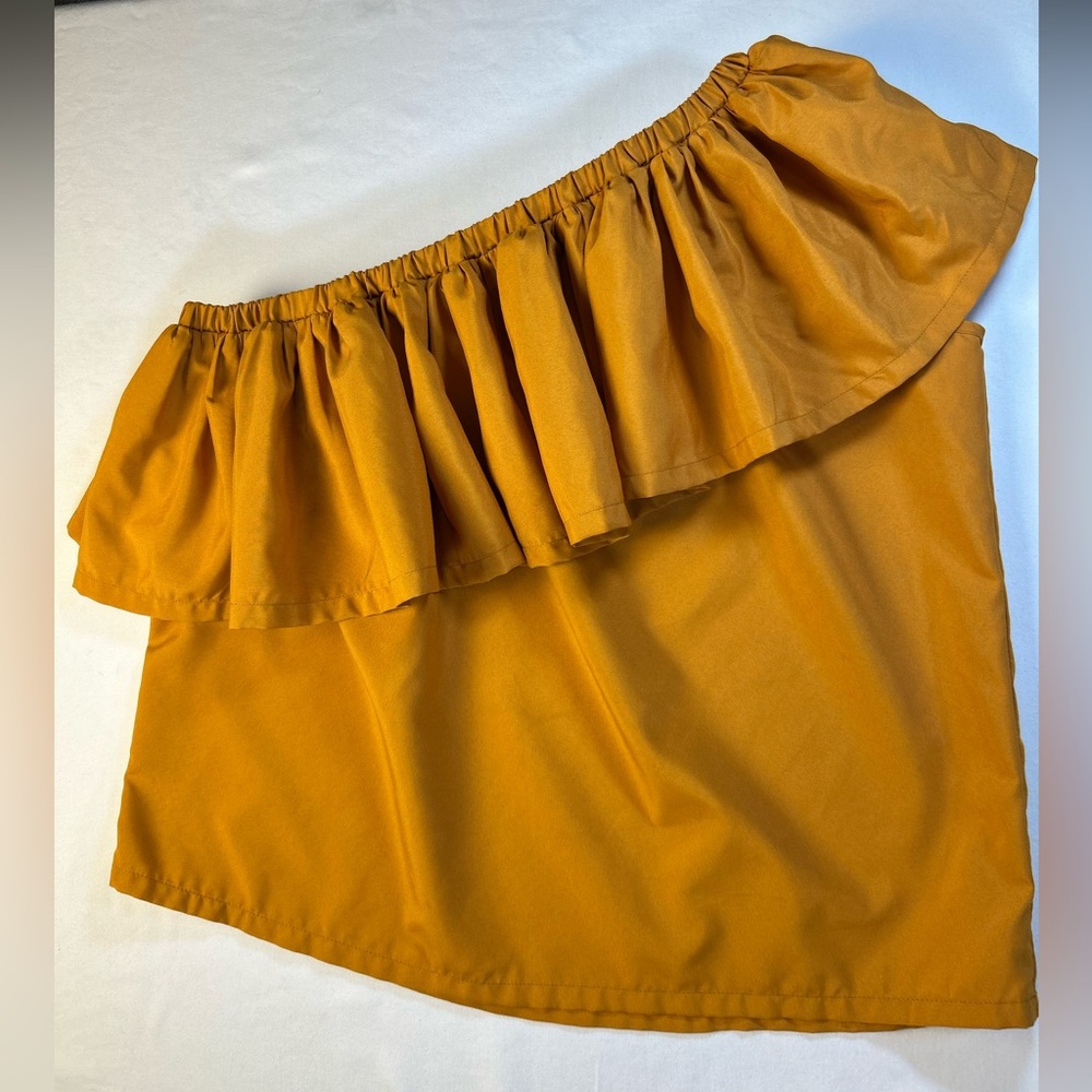 Elegant Mustard Ruffle one-shoulder top size M/L
